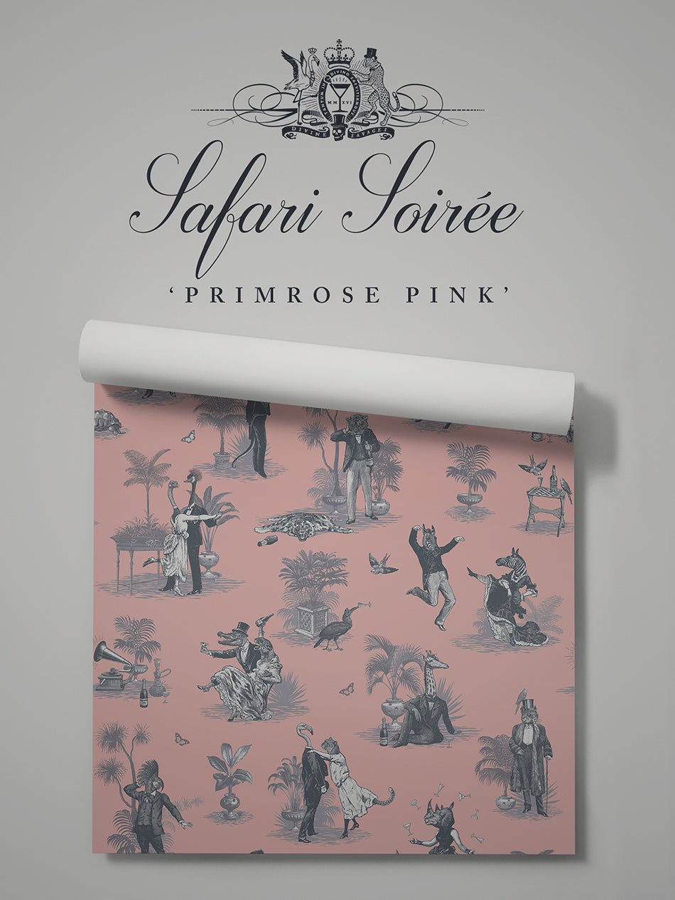 Safari Soiree Wallpaper - Primrose Pink - Divine Savages - DVS102-SAF-PINK-WR - Premier Wallcovering