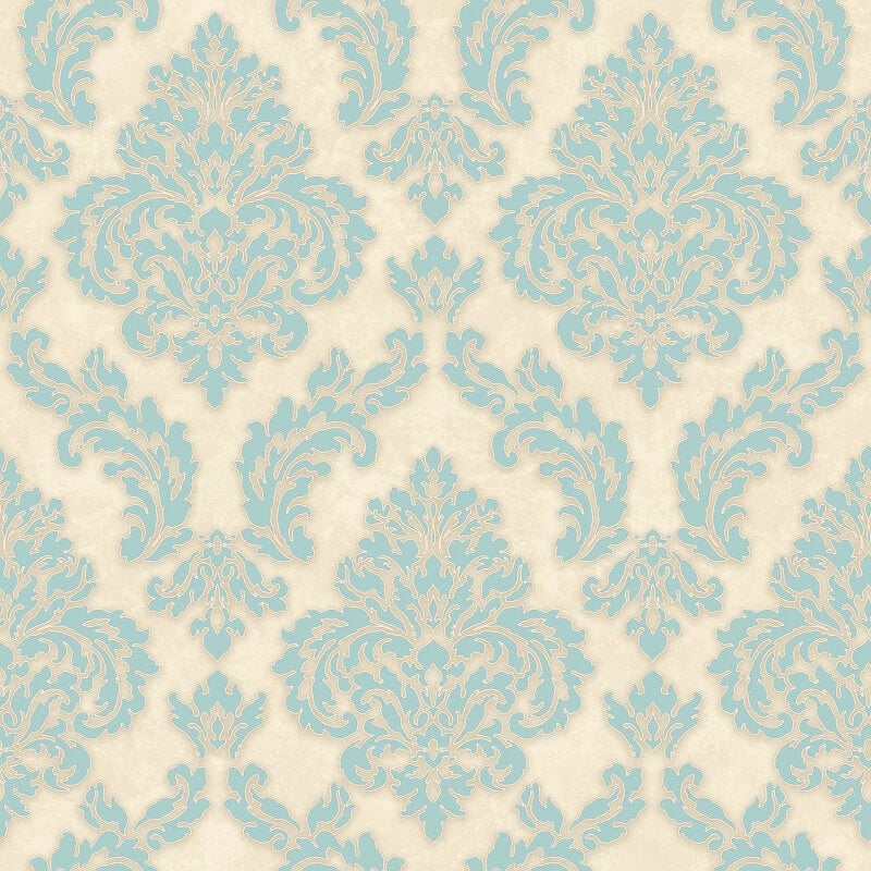 Sahara Damask Wallpaper - Blue - SK Filson - SK10015 - Premier Wallcovering