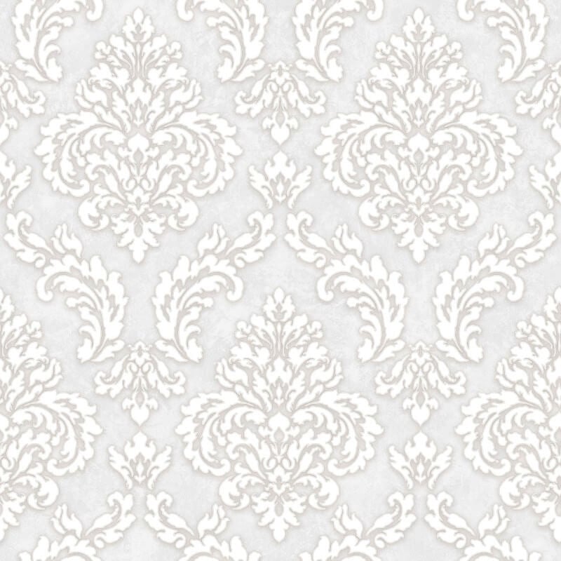 Sahara Damask Wallpaper - Silver - SK Filson - SK10017 - Premier Wallcovering
