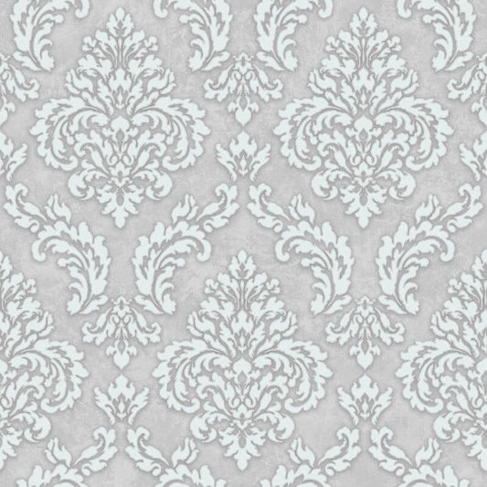 Sahara Damask Wallpaper - Light Grey - SK Filson - SK10014 - Premier Wallcovering