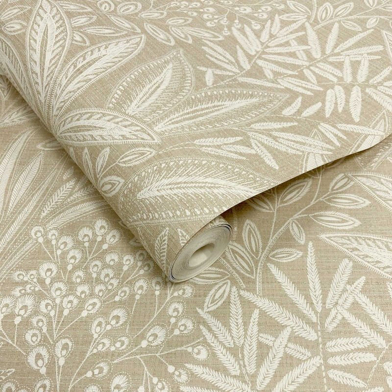 Sahara Leaf Wallpaper - Natural - Crown - M1782 - Premier Wallcovering