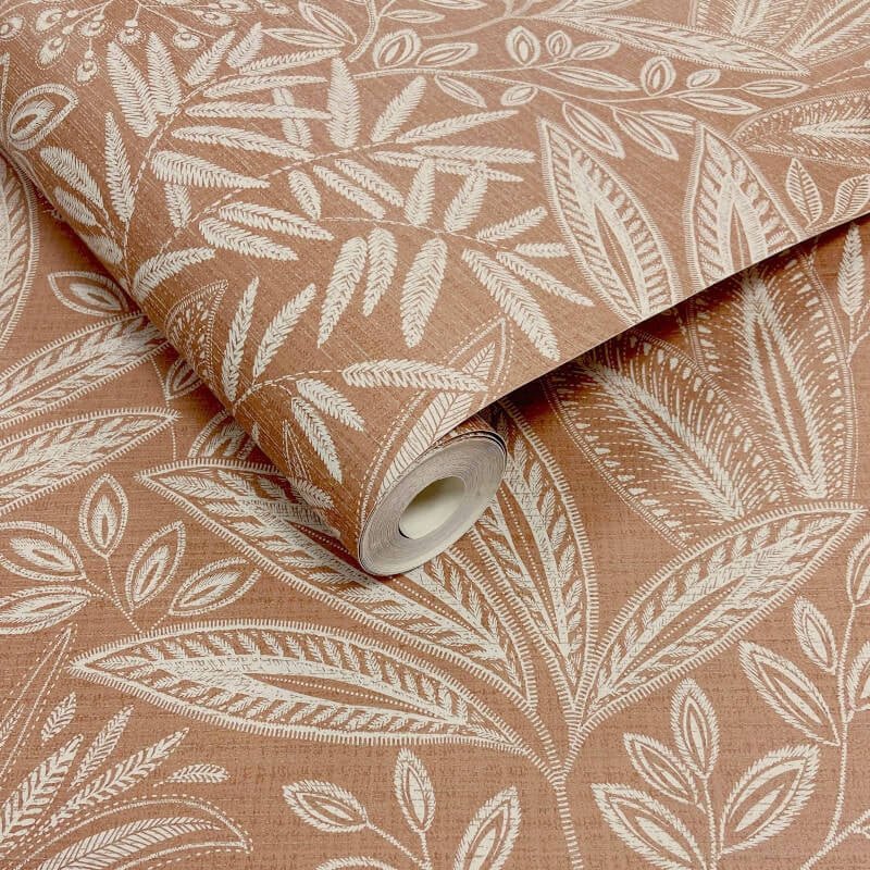 Sahara Leaf Wallpaper - Clay - Crown - M1783 - Premier Wallcovering