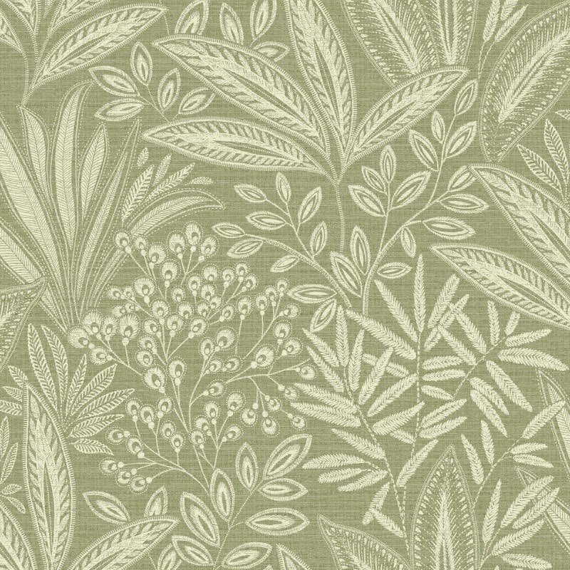 Sahara Leaf Wallpaper - Fern Green - Crown - M1780 - Premier Wallcovering