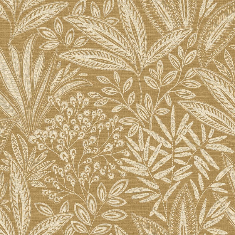 Sahara Leaf Wallpaper - Ochre - Crown - M1781 - Premier Wallcovering