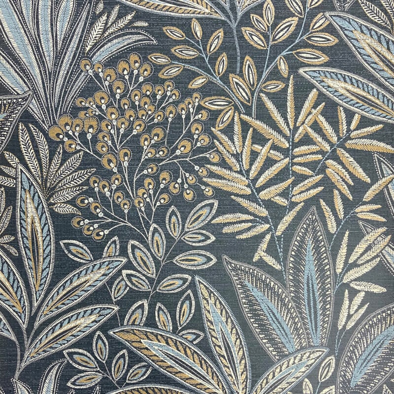 Sahara Leaf Wallpaper - Navy - Crown - M1784 - Premier Wallcovering