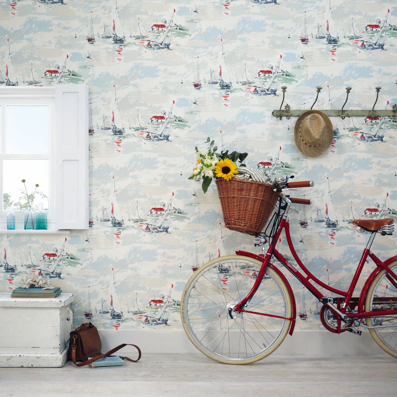 Sail Away Wallpaper - Sky Blue - DVIN214590 - Sanderson - Premier Wallcovering