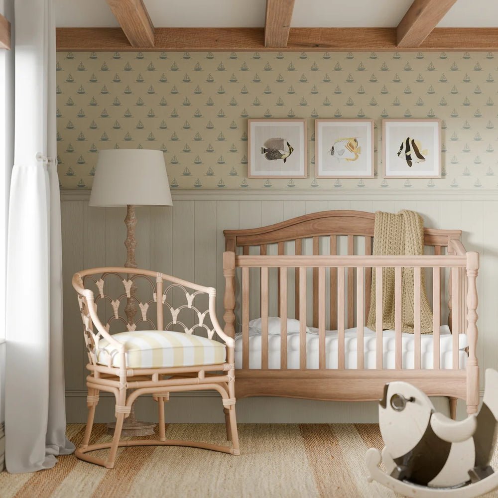 Sail Away Wallpaper - Teal on Lemon Meringue - LAN100304 - Lucie Annabel - Premier Wallcovering