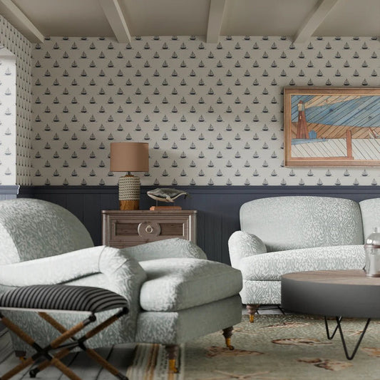 Sail Away Wallpaper - Classic Navy - LAN100305 - Lucie Annabel - Premier Wallcovering