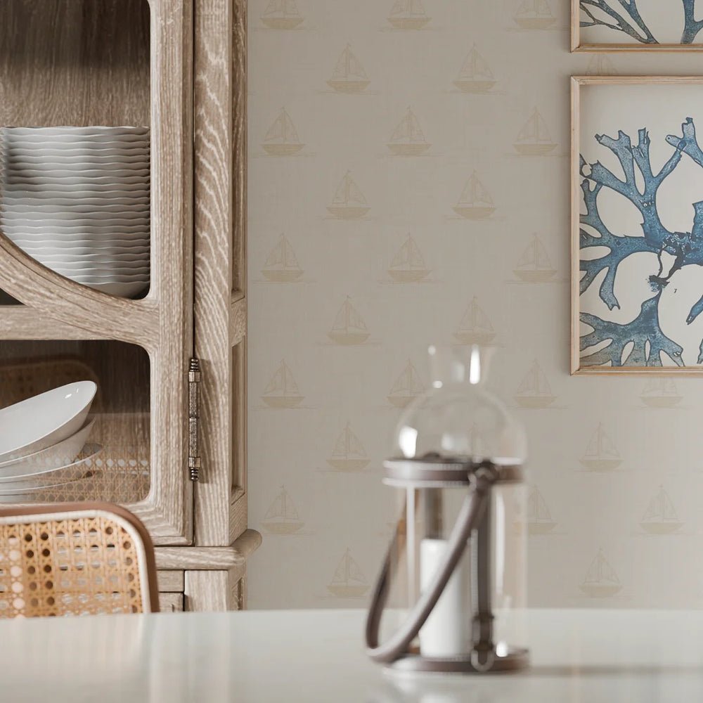 Sail Away Wallpaper - Sand - LAN100303 - Lucie Annabel - Premier Wallcovering