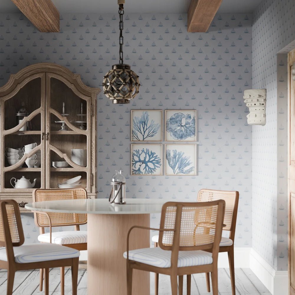 Sail Away Wallpaper - Cornflower Blue - LAN100302 - Lucie Annabel - Premier Wallcovering
