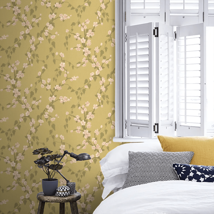 Sakura Wallpaper - Yellow - Little Greene - 0247SAYELLO - Premier Wallcovering