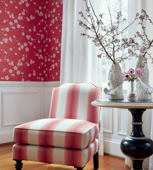 Sakura Wallpaper - Red - Thibaut - T75513 - Premier Wallcovering