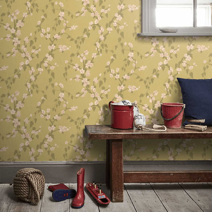 Sakura Wallpaper - Yellow - Little Greene - 0247SAYELLO - Premier Wallcovering