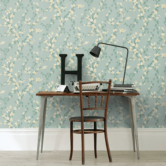 Sakura Wallpaper - Aqua - Little Greene - 0247SAAQUAL - Premier Wallcovering