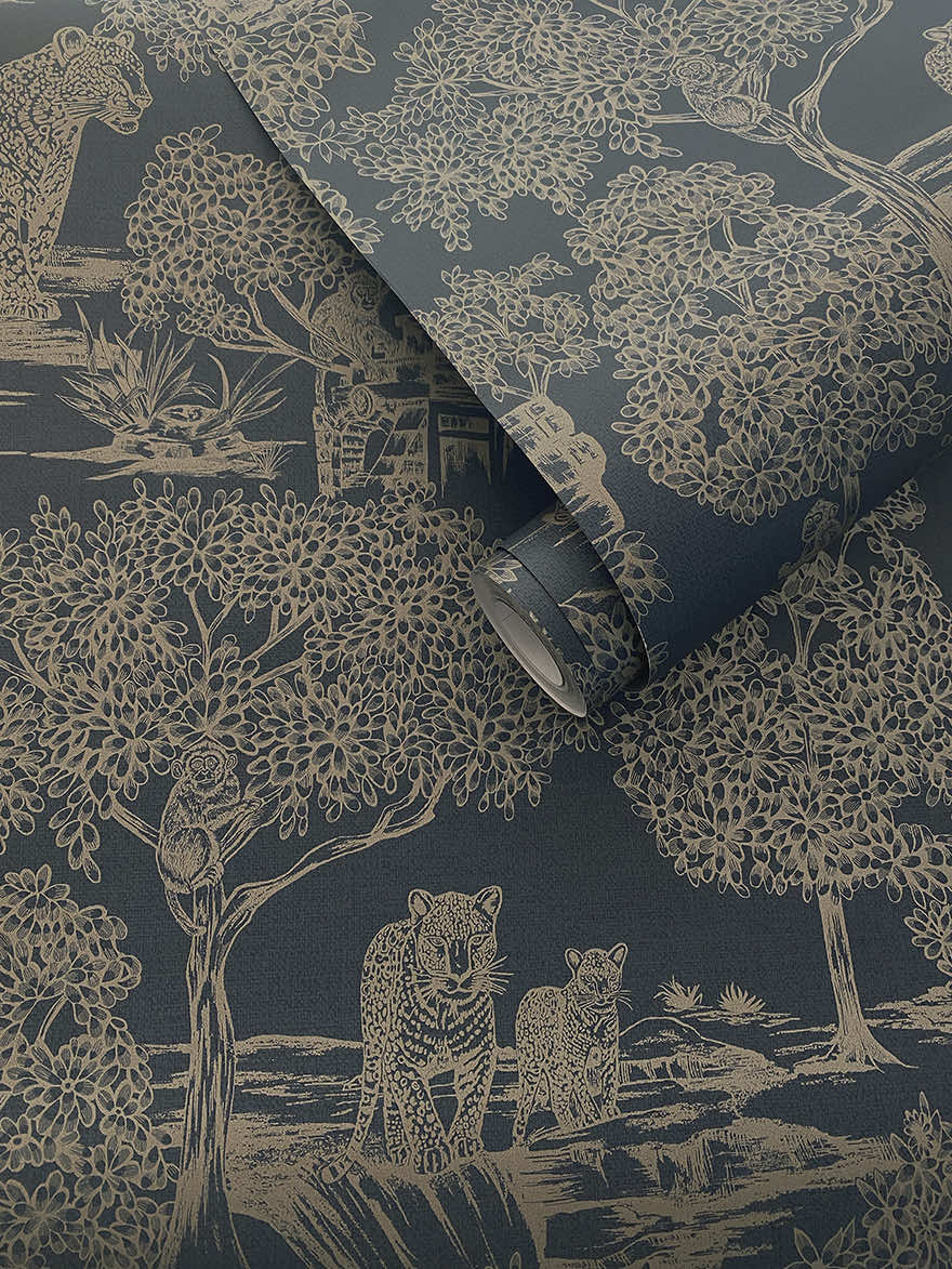 Samar Wallpaper - Navy - Holden Décor - 91813 - Premier Wallcovering