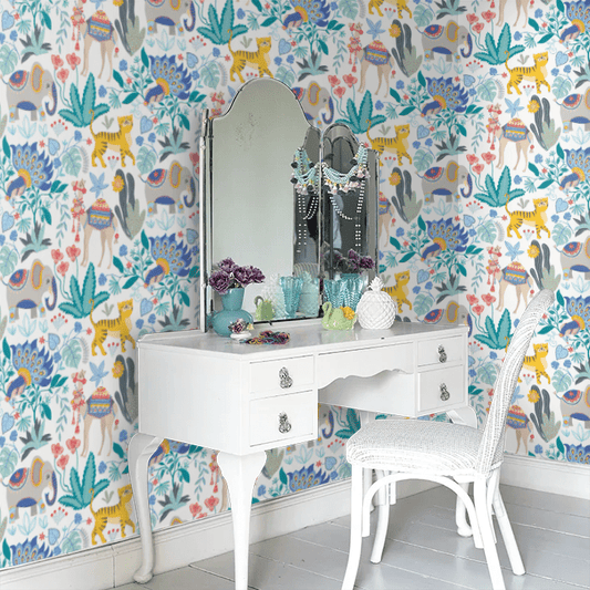 Samba Safari Wallpaper - Cornflower - Ohpopsi - WGU50134W - Premier Wallcovering