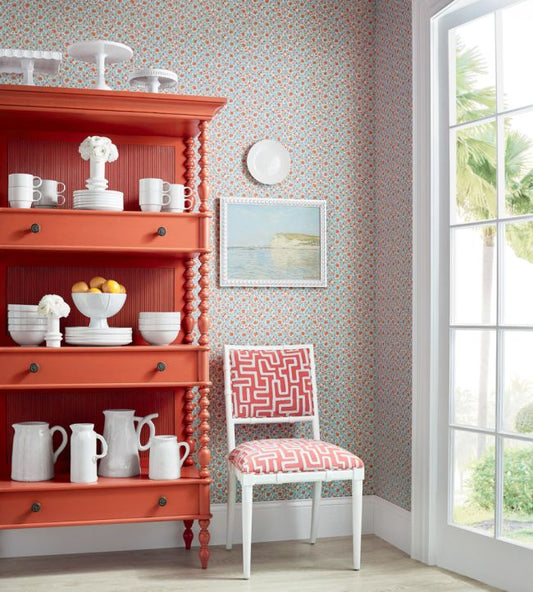 Sand Dollar Wallpaper - Blue - Thibaut - T15855 - Premier Wallcovering