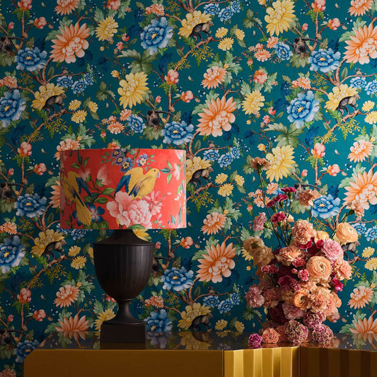 Sapphire Garden Wallpaper - Ivory - Clarke & Clarke - W0133/01 - Premier Wallcovering