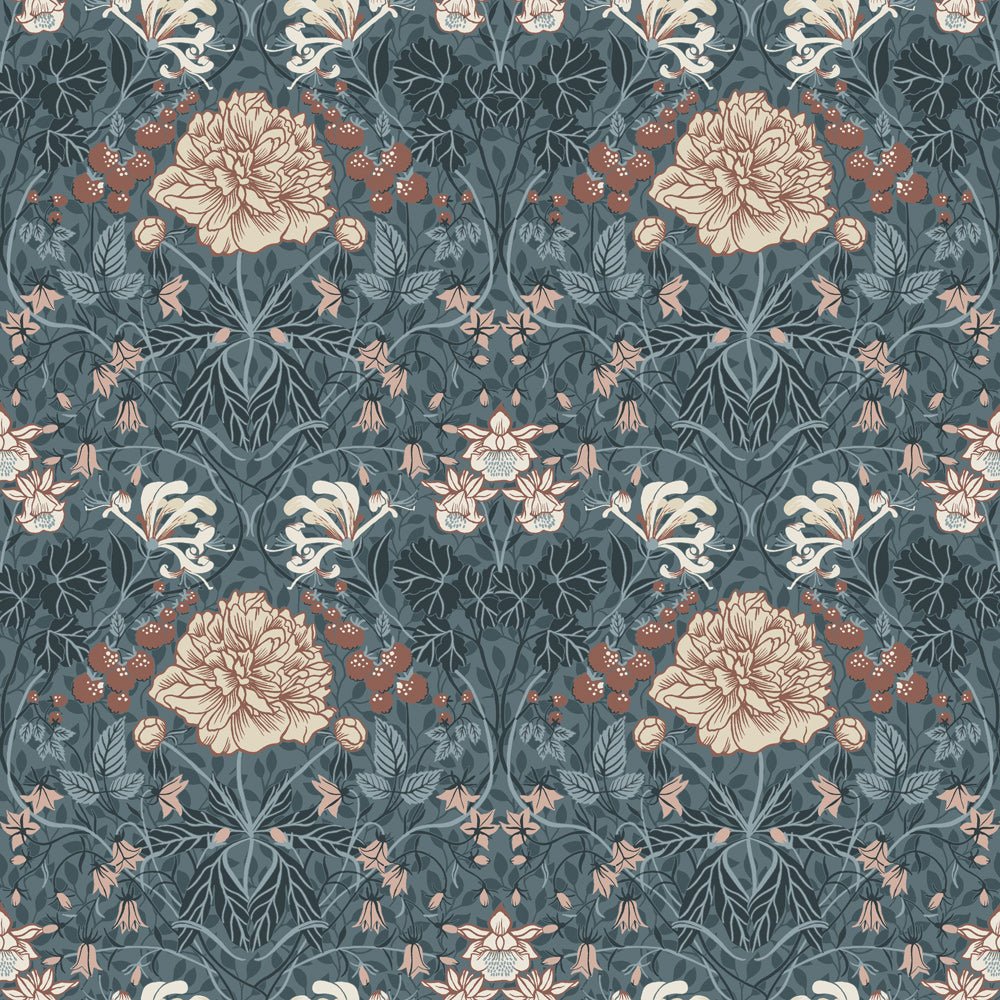 Sarah Wallpaper - Blue - Midbec - 28018 - Premier Wallcovering