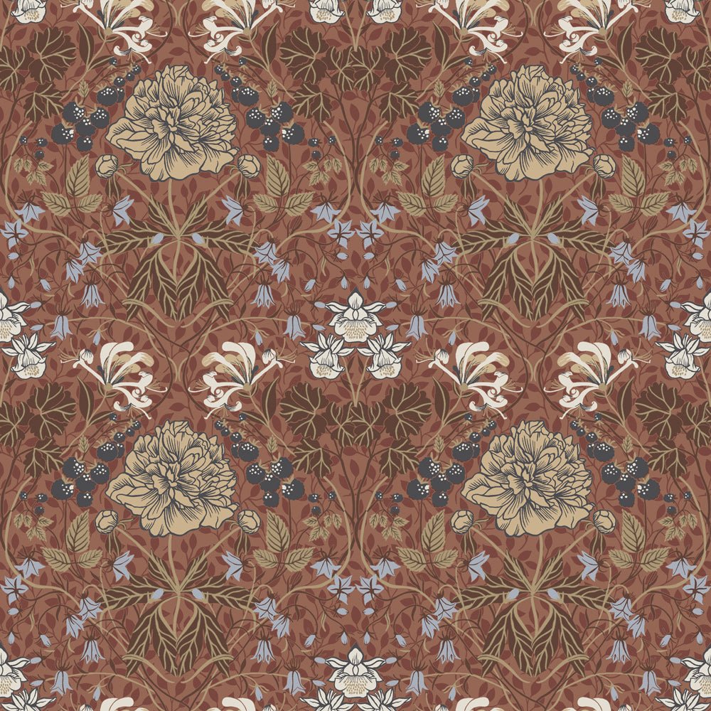 Sarah Wallpaper - Dark Red - Midbec - 28017 - Premier Wallcovering