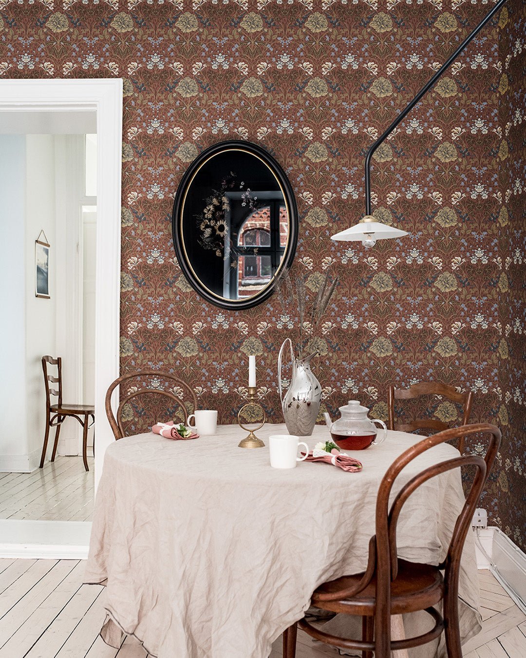 Sarah Wallpaper - Dark Red - Midbec - 28017 - Premier Wallcovering