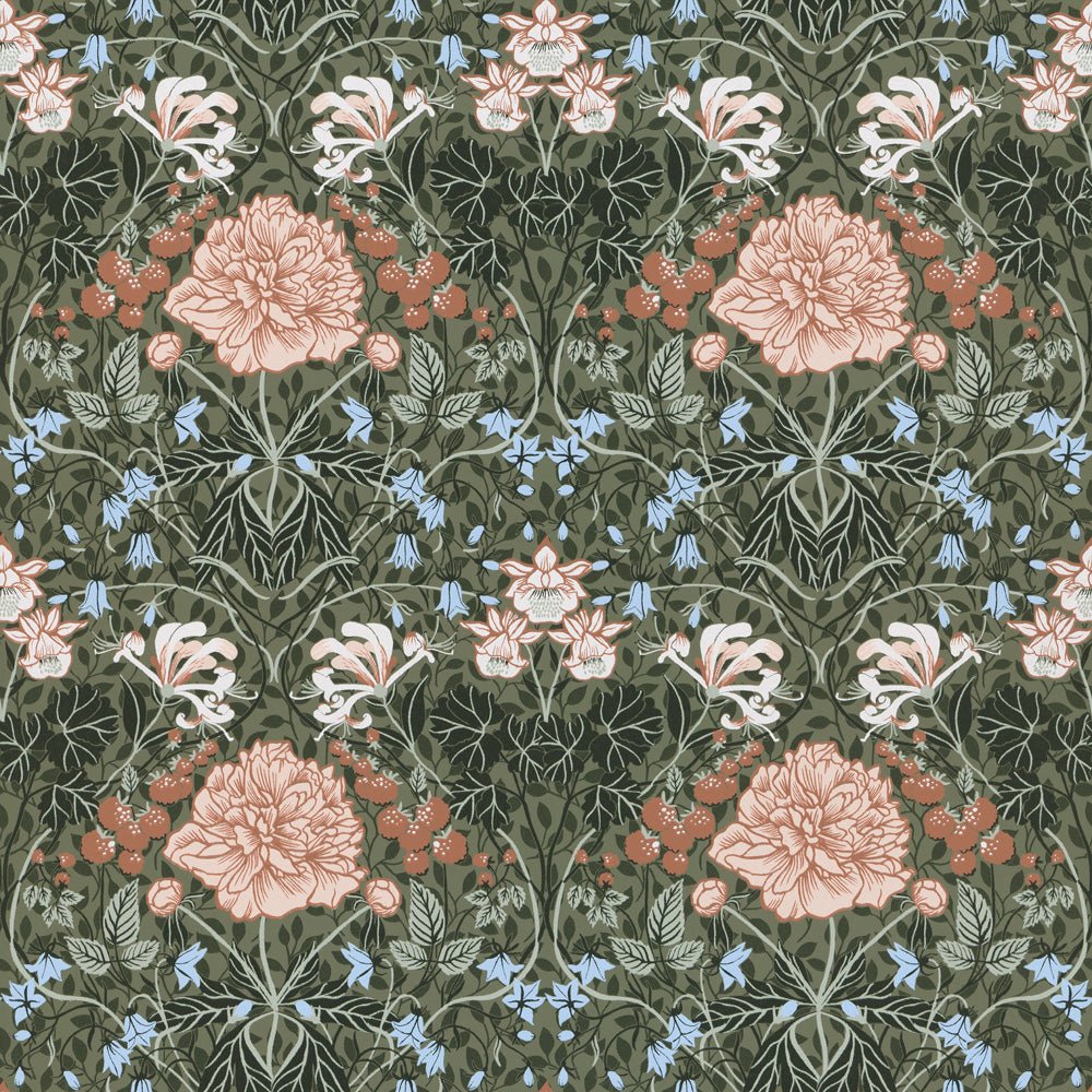 Sarah Wallpaper - Green - Midbec - 28019 - Premier Wallcovering
