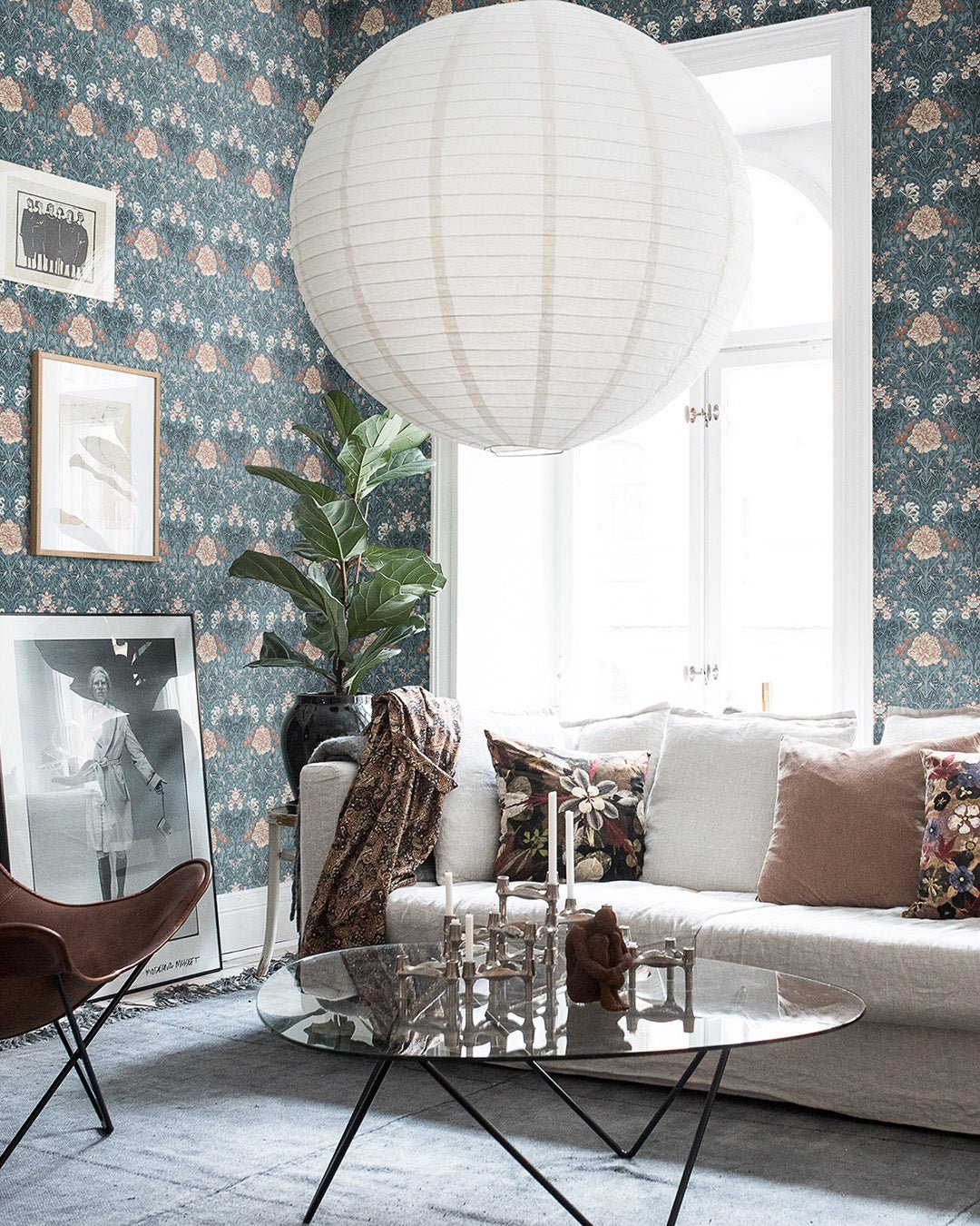 Sarah Wallpaper - Blue - Midbec - 28018 - Premier Wallcovering