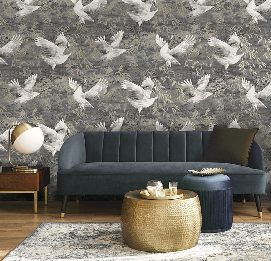 Sarus Wallpaper - Charcoal - Holden Décor - 36104 - Premier Wallcovering