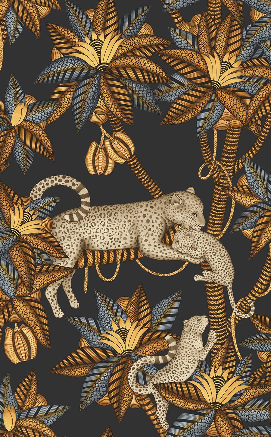 Satara Wallpaper - Burnt Orange & Sand on Black - 119/3017 - Cole & Son - Premier Wallcovering
