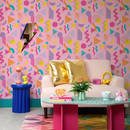 Saved By The Pattern Wallpaper - Electric Brights on Bubblegum Pink - Lust Home - LH900528 - Premier Wallcovering