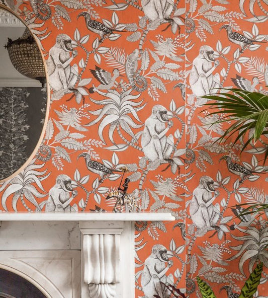 Savuti Wallpaper - Soot on Tangerine - 109/1001 - Cole & Son - Premier Wallcovering