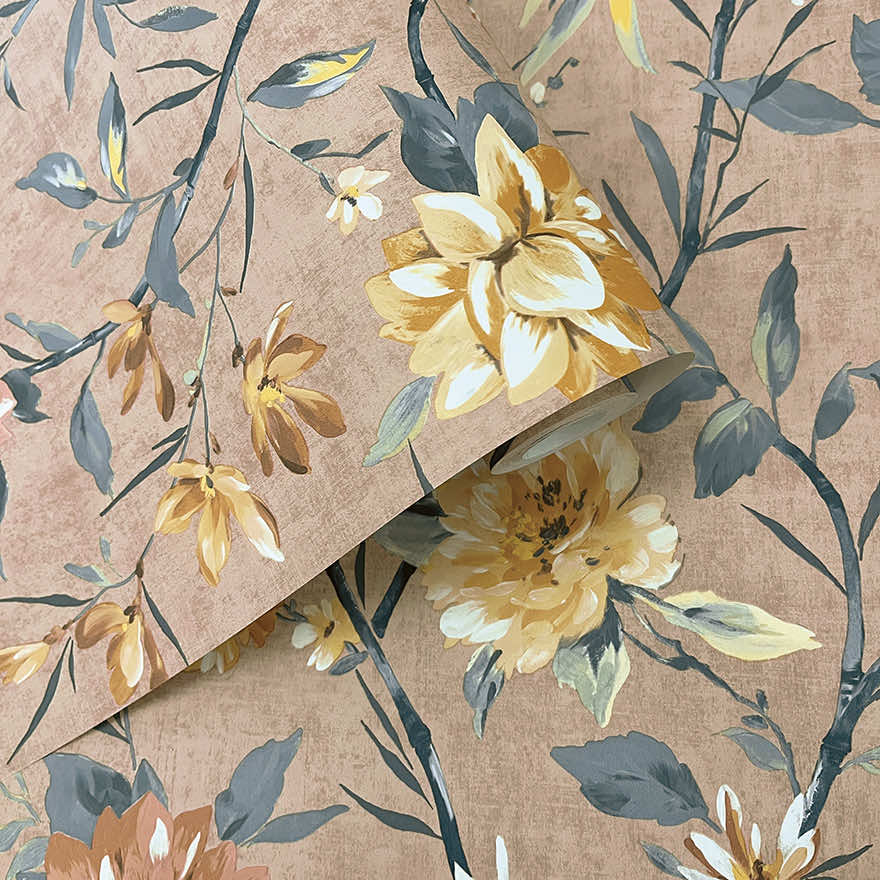 Sazanka Wallpaper - Coral - Holden Décor - 91854 - Premier Wallcovering