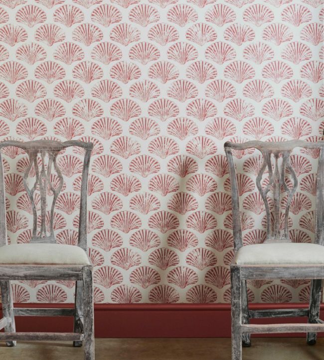 Scallop Shell Wallpaper - Red - BG2100101 - Barneby Gates - Premier Wallcovering