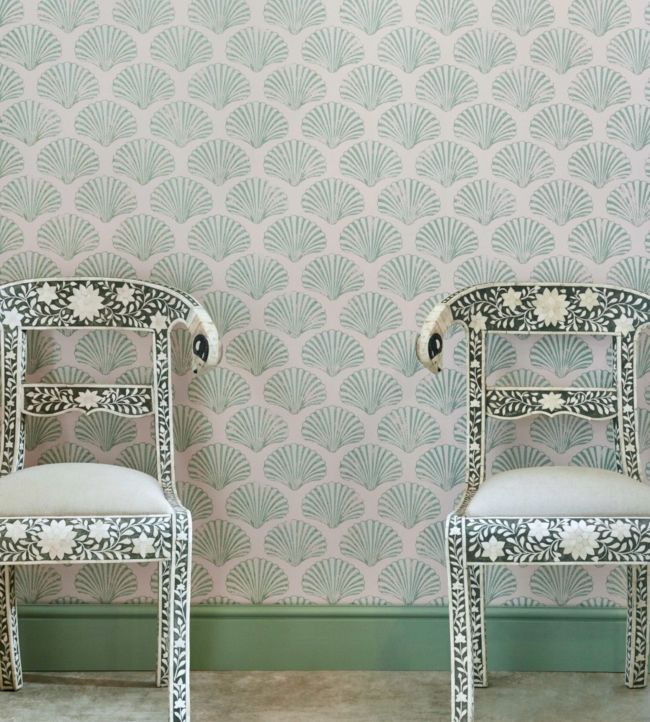 Scallop Shell Wallpaper - Plaster / Green - BG2100102 - Barneby Gates - Premier Wallcovering
