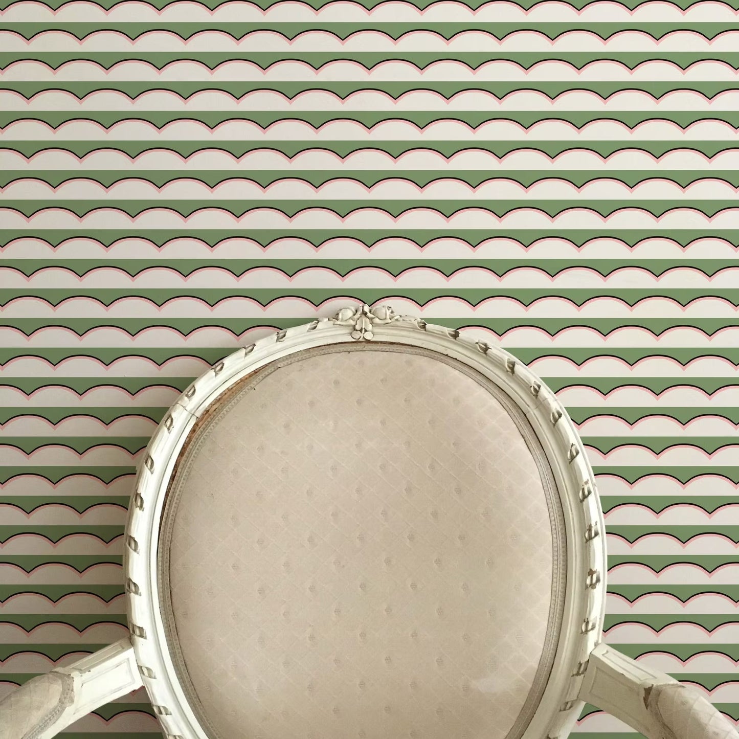 Scallops Wallpaper - Green - Ottoline - W/SCAL/101/4 - Premier Wallcovering