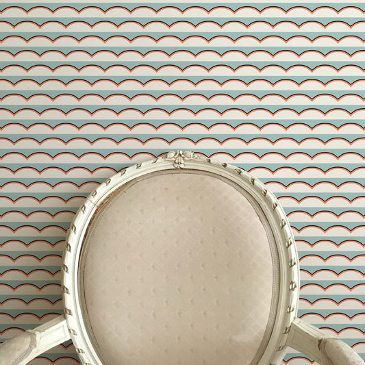Scallops Wallpaper - Light Blue - Ottoline - W/SCAL/101/1 - Premier Wallcovering