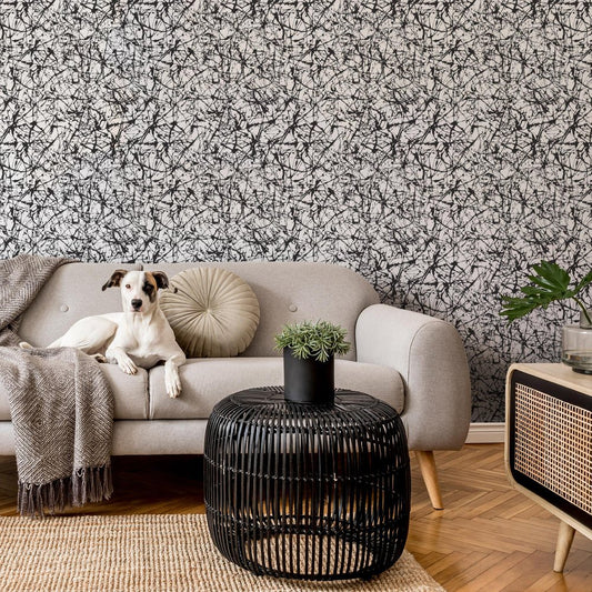 Scribble Wallpaper - Monochrome - Lust Home - LH900201 - Premier Wallcovering
