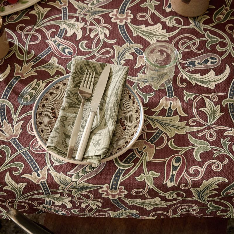 Scrolling Tulip Fabric - Plum - Morris & Co - 227362 - Premier Wallcovering