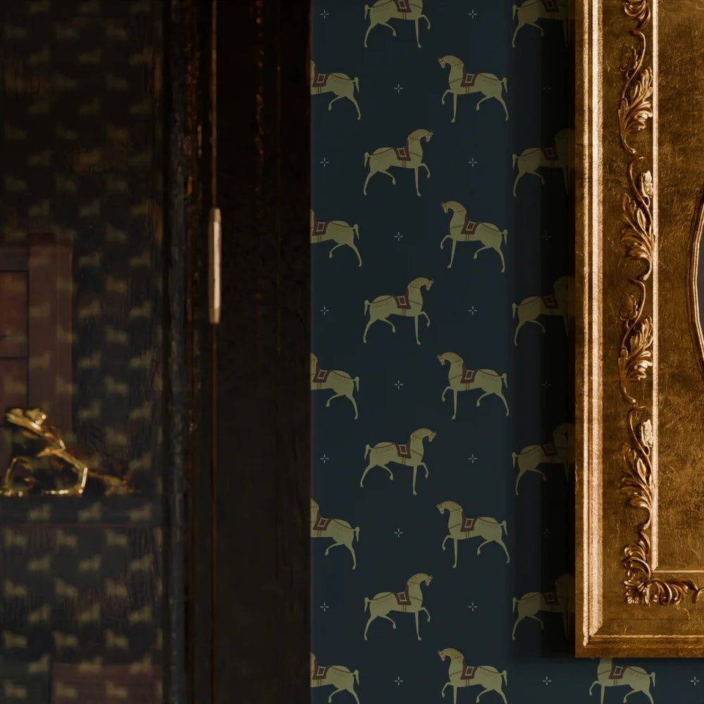 Seabiscuit Wallpaper - Oxford Blue - LAN100255 - Lucie Annabel - Premier Wallcovering