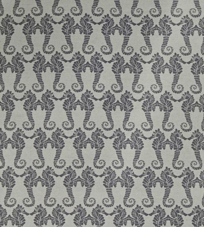 Seahorse Fabric - Charcoal on Natural - Barneby Gates - BG - F040602 - Premier Wallcovering