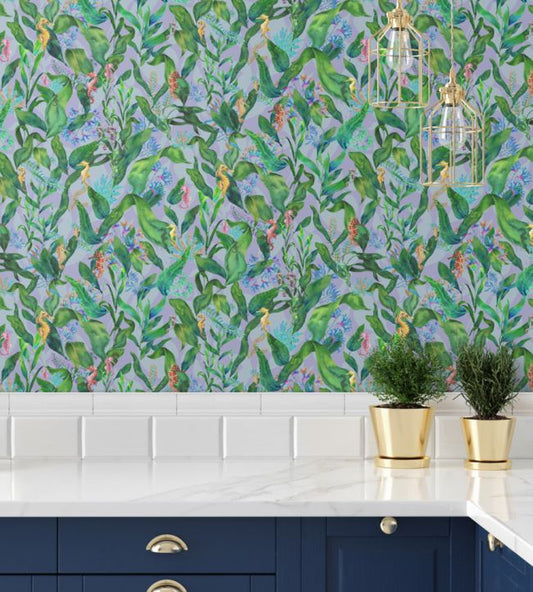 Seahorse Mangrove Wallpaper - Spring Green - Brand McKenzie - BMHD002/08C - Premier Wallcovering