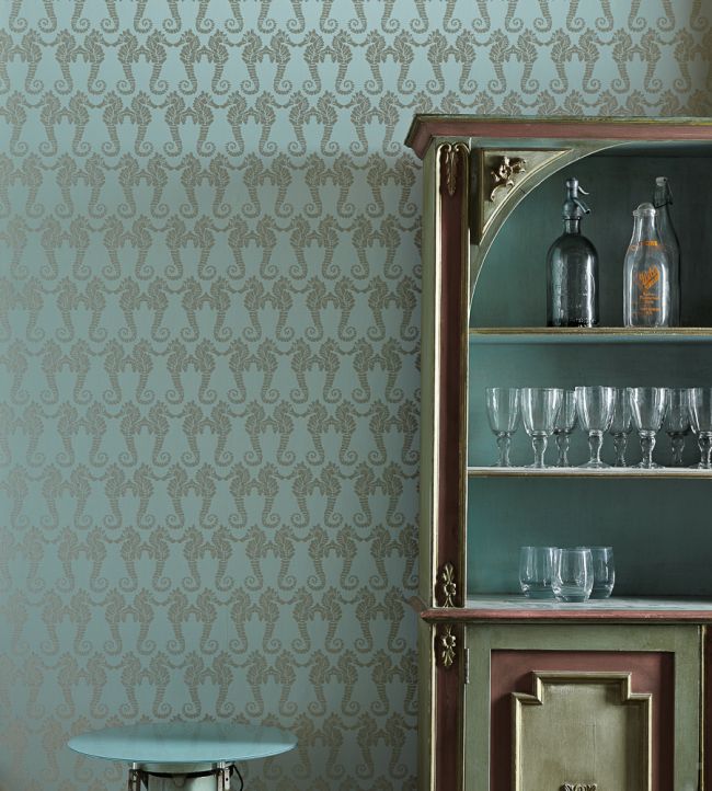 Seahorse Wallpaper - Eau de Nil - BG1400102 - Barneby Gates - Premier Wallcovering