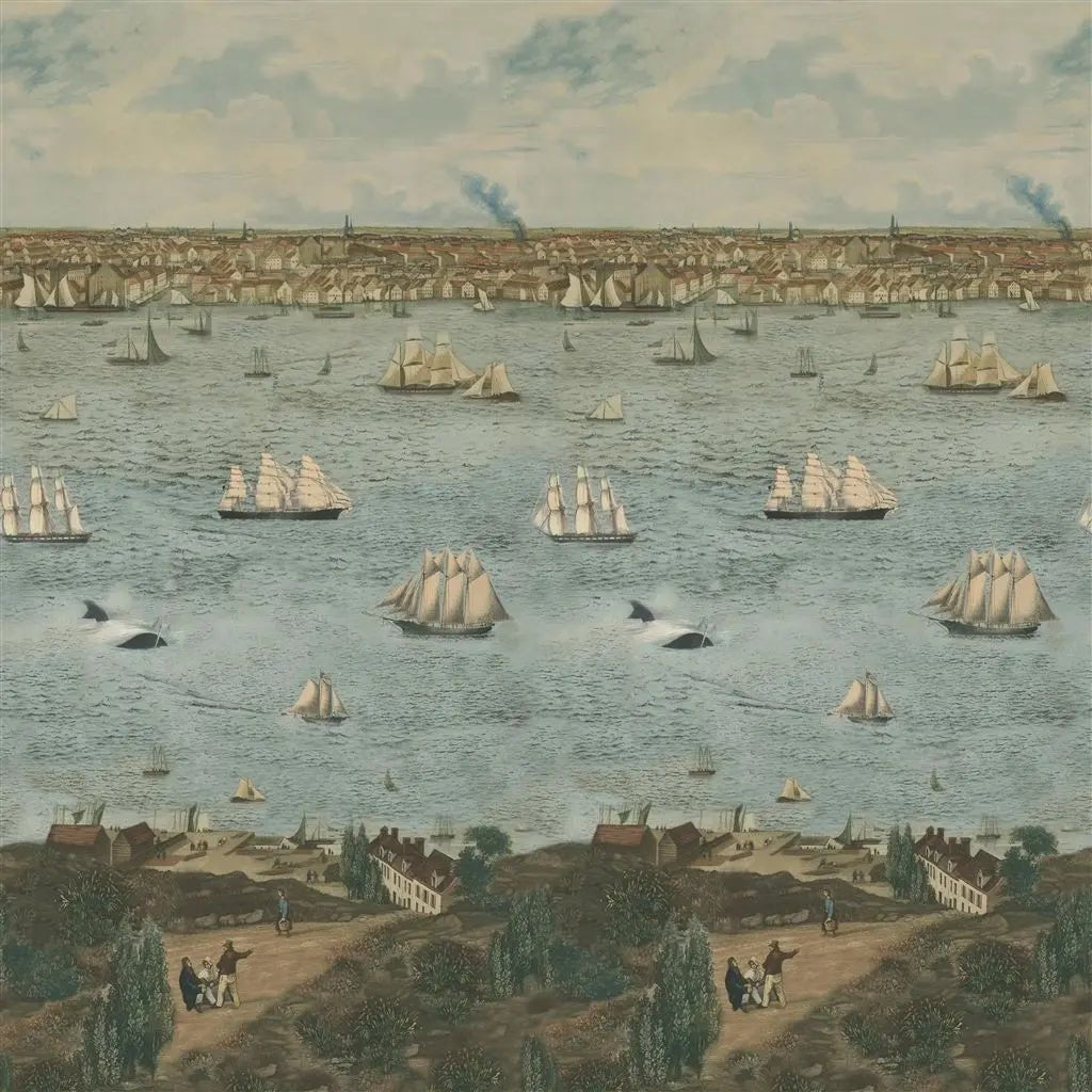 Seaport Wallpaper - Ocean - John Derian - PJD6009/01 - Premier Wallcovering