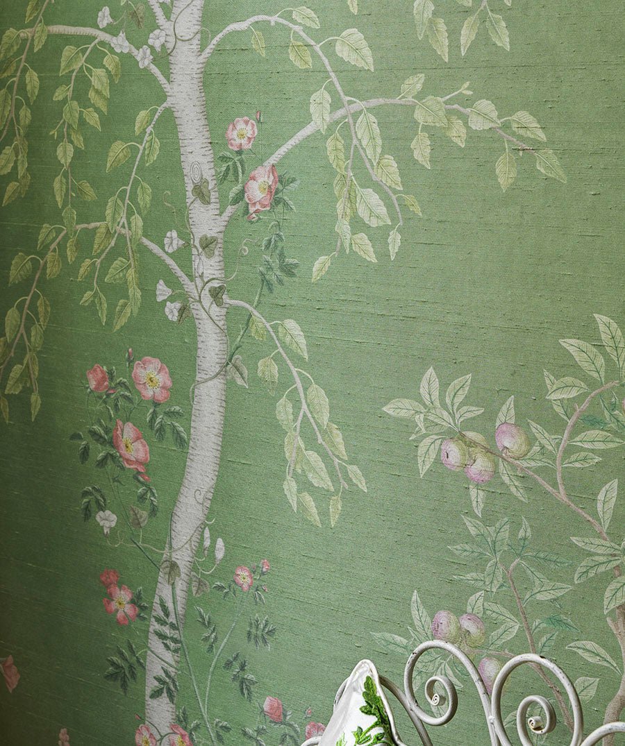 Seasonal Woods Silk Wallpaper - Jade Silk - 120/6021S - Cole & Son - Premier Wallcovering
