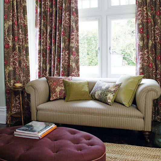 Seaweed Fabric - Ebony/Poppy - Morris & Co - 224471 - Premier Wallcovering