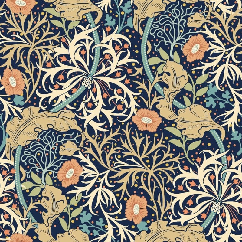 Seaweed Garden Wallpaper - Navy Blue - Hoopla Walls - HWA1111W - Premier Wallcovering