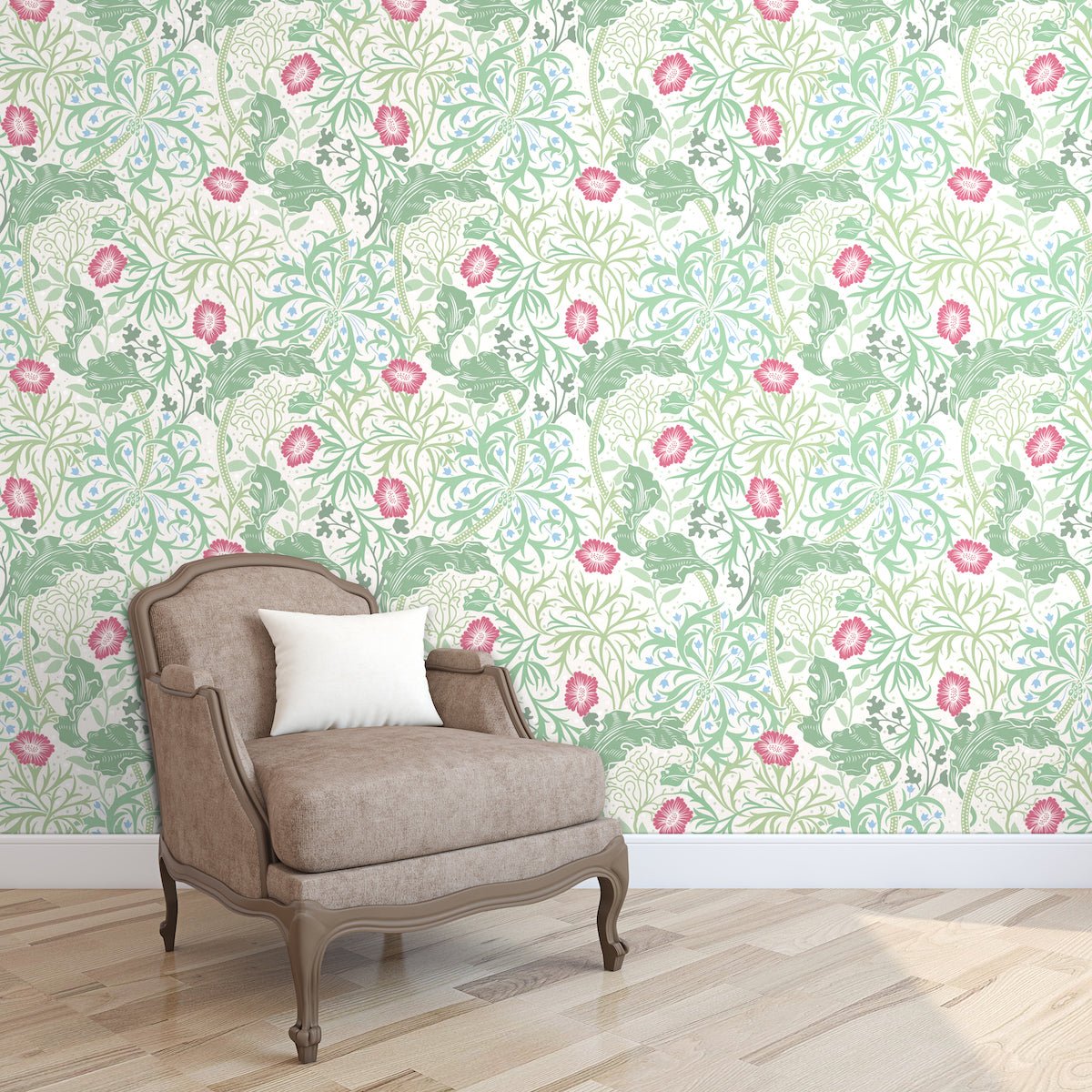 Morris Collections - 1035 - Seaweed Wallpaper - Ivory - Green - Premier Wallcovering