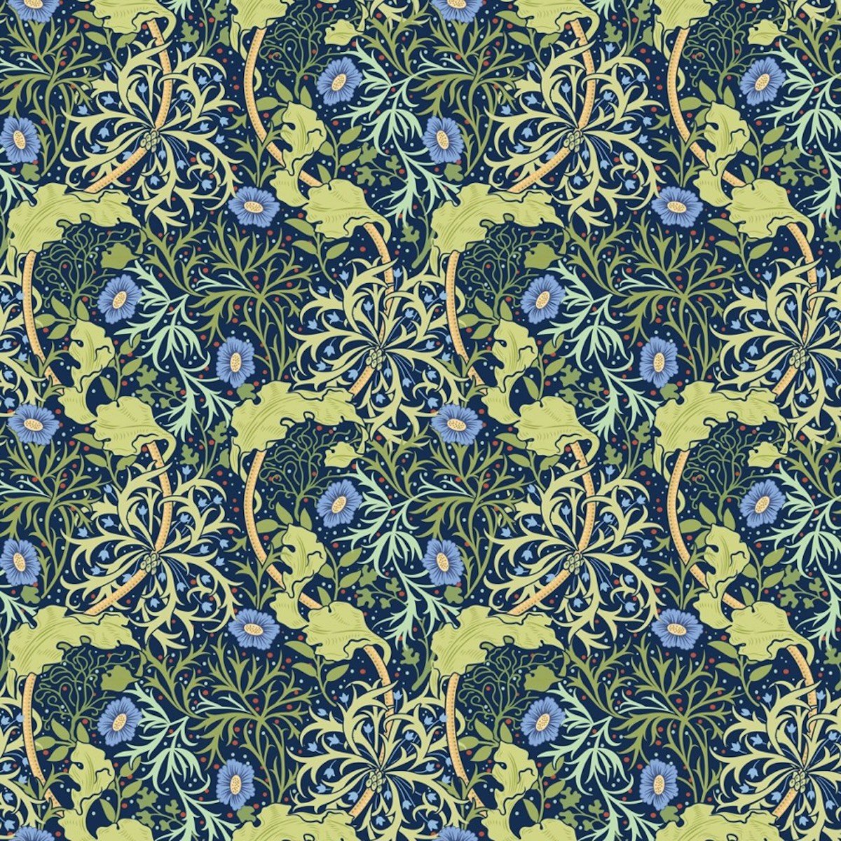 Morris Collections - 1036 - Seaweed Wallpaper - Blue - Green - Premier Wallcovering