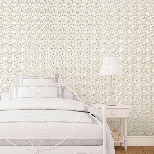Secret Garden Anemone Mini Wallpaper - Grey / Yellow - Galerie - G78486 - Premier Wallcovering