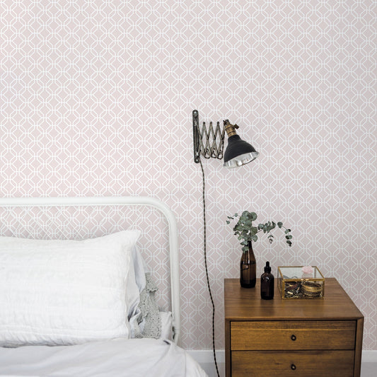 Secret Garden Trellis Negative Wallpaper - Dusty Pink - Galerie - G78521 - Premier Wallcovering